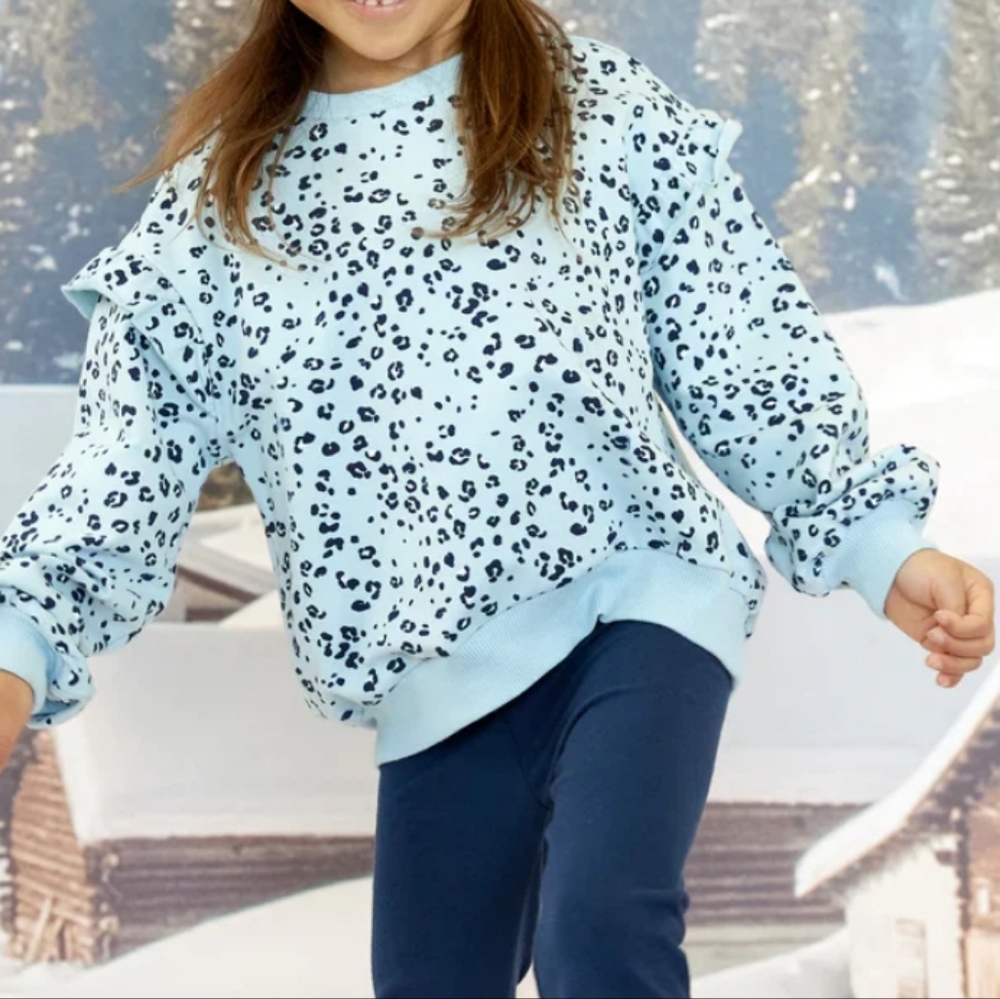 Miles The Label Baby Leopard Print Sweatshirt Angel Blue 24 Months